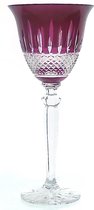 Mond geblazen kristallen wijnglazen - Wijnglas ANNA - raspberry - set van 2 glazen - gekleurd kristal