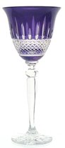 Mond geblazen kristallen wijnglazen - Wijnglas ANNA - violet - set van 2 glazen - gekleurd kristal