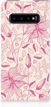 Smart Cover Geschikt voor Samsung S10 Pink Flowers