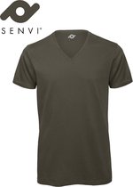 Senvi V-hals T-shirt 5 Pack 100% Katoen (Biologisch) Olive - XXL