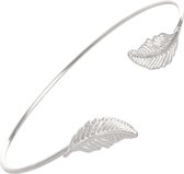 24/7 Jewelry Collection Bladeren Bangle Armband - Blad - Zilverkleurig
