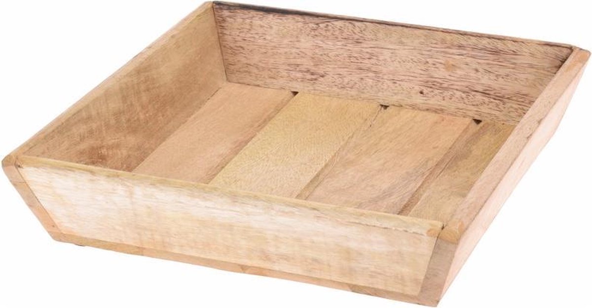 Houten dienblad vierkant 20 x 20 x 6 cm