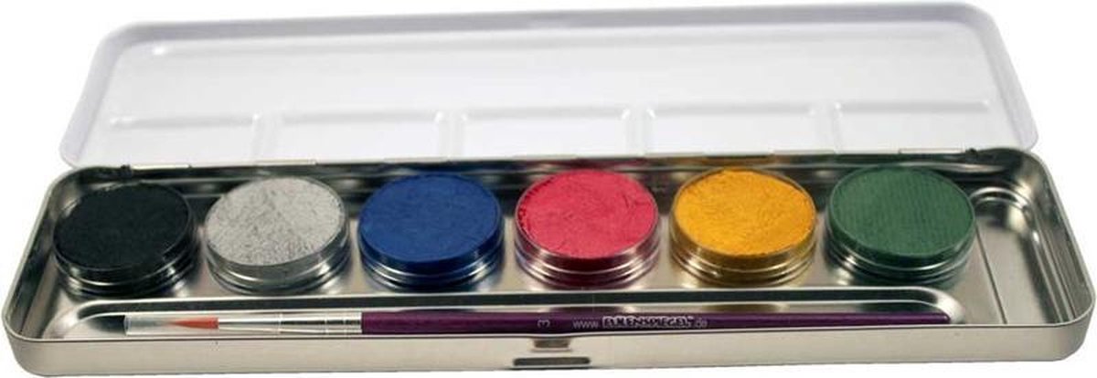 make-up grime palet mettalic 6 kleuren en penseel