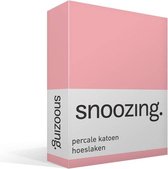 Snoozing - Hoeslaken - Double - 120x200 cm - Coton percale - Rose