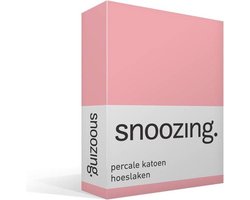Snoozing - Hoeslaken - Tweepersoons - 120x200 cm - Percale katoen - Roze
