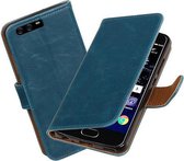 BestCases.nl Blauw Pull-Up PU booktype wallet cover cover Huawei P10