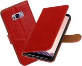 BestCases.nl Rood Pull-Up PU booktype wallet cover hoesje voor Samsung Galaxy S8