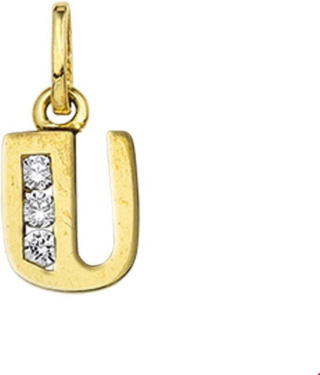 Geelgouden Bedel letter U zirkonia 4006255