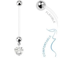 Fako Bijoux - Zwangerschapspiercing - Hart - Wit