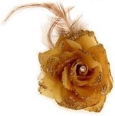 door elkaar haspelen onderbreken Stoffelijk overschot Gouden bloem met veertjes op elastiek | bol.com