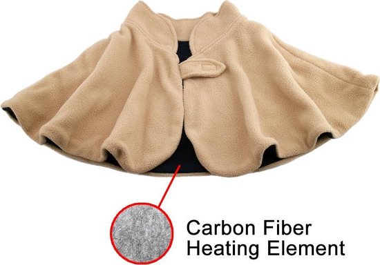 Schouderverwarming - Elektrische Deken over de schouder - via netspanning stroom - tot wel 50°C - beveiligd tegen oververhitting - kleur licht bruin - Obbomed MH 1880