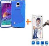 Comutter Silicone hoesje Samsung Galaxy Note 4 blauw met tempered glas screenprotector