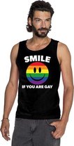 Smile if you are gay emoticon tanktop/ singlet shirt zwart heren S