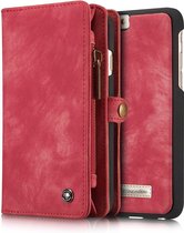 Caseme - iPhone 6 / 6s Hoesje - Uitneembare Portemonnee Canvas Rood