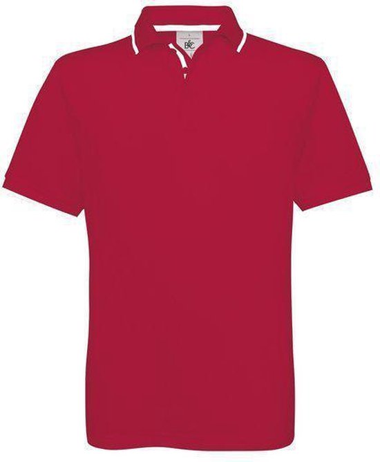 Polo B&C Safran Sport Kleur Red/White, Maat XXL