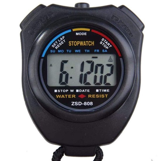 D-Sports Stopwatch - Grote Display - Waterdicht - Zwart - Merkloos