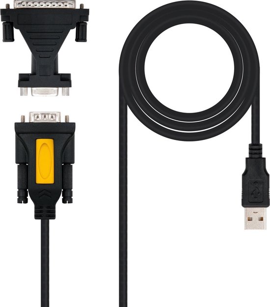 Nanocable 10.03.0002 cable gender changer USB A RS-232(DB9) Noir