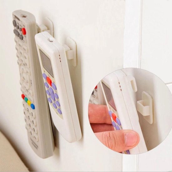 Houders voor afstandsbediening TV / airco / sleutels – Plastic Haken Wit