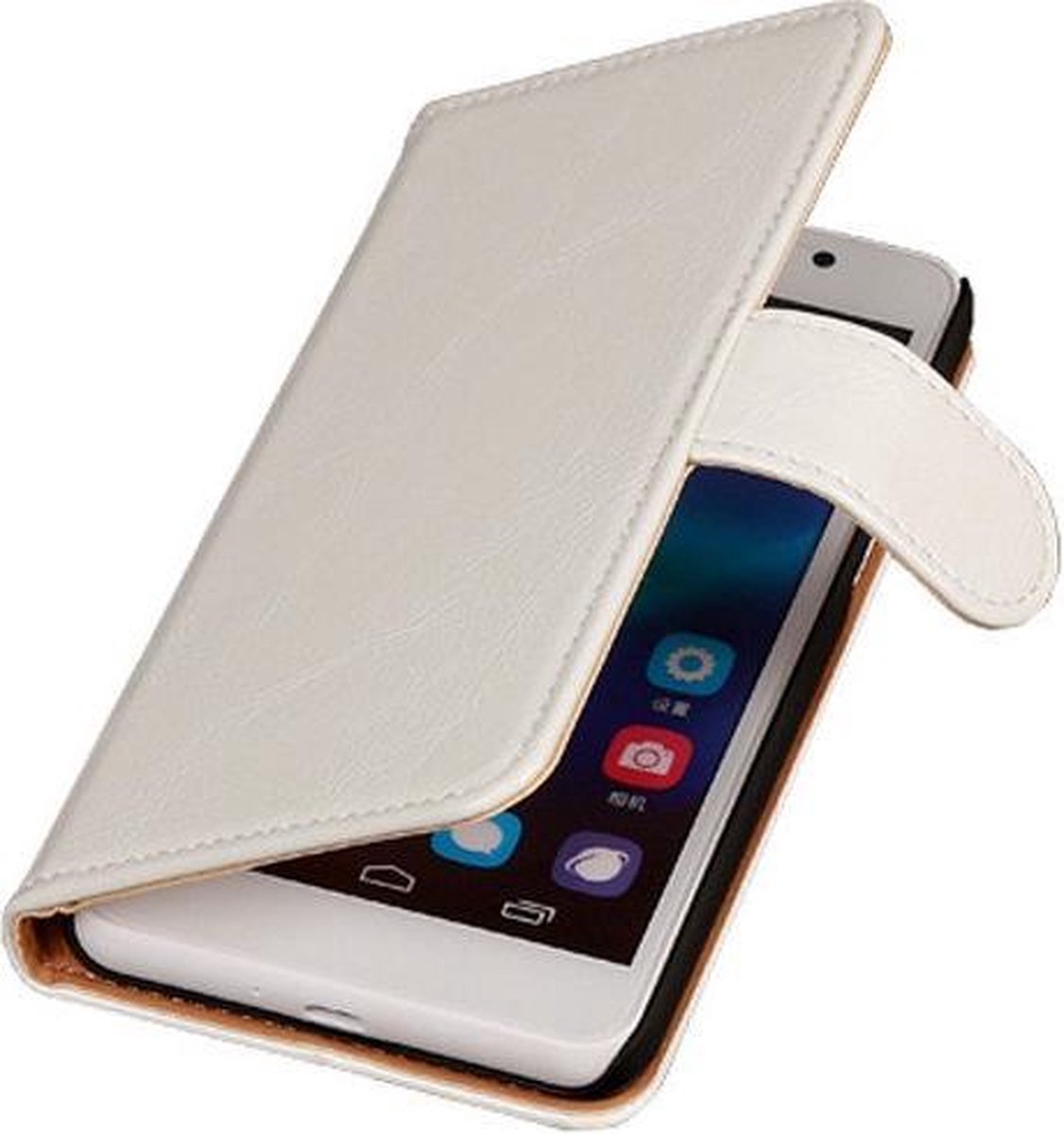 PU Leder Wit Huawei Ascend G7 Book/Wallet Case/Cover Hoesje