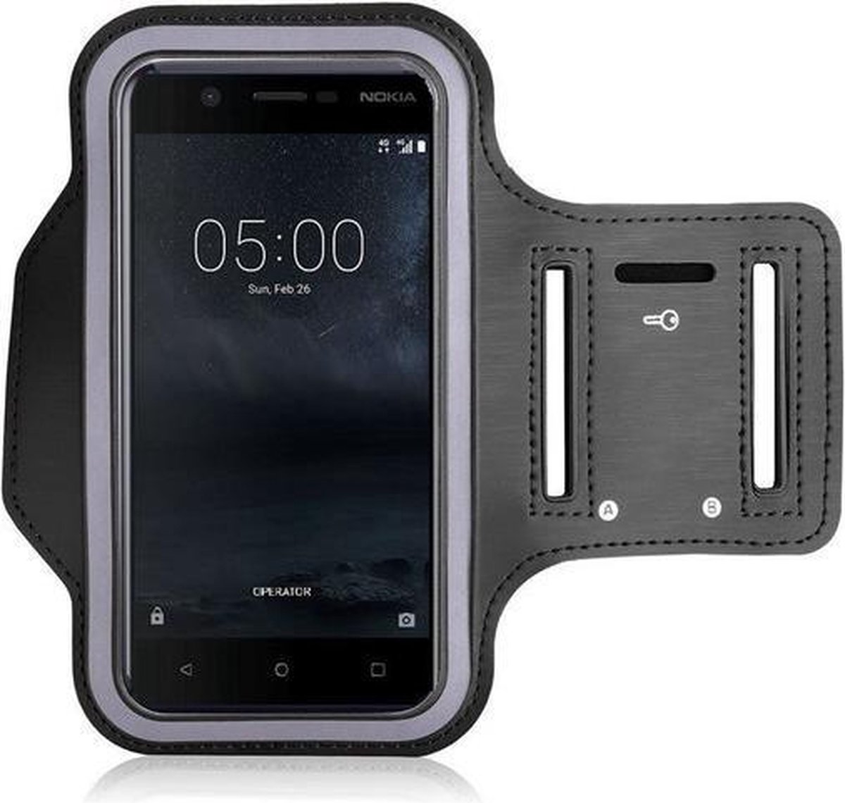 Pearlycase Hoesje Geschikt voor Nokia 5 Sportarmband Hoesje Hardloopband Zwart