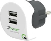 Q2Power Reisstekker - Duo USB 2.4A naar Europa