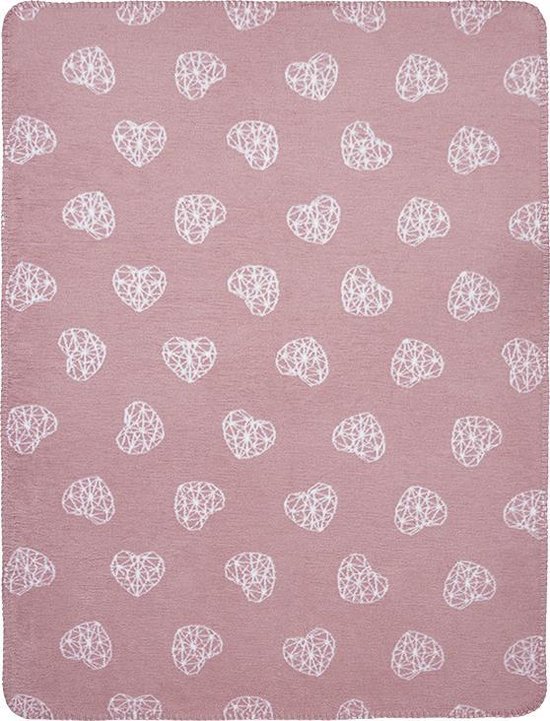 Meyco Geometric Heart ledikantdeken - 120 x 150 cm - oudroze