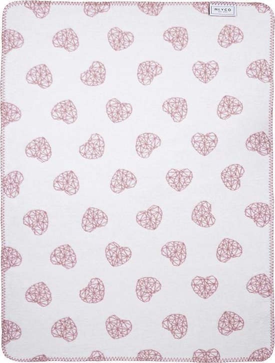 Meyco Geometric Heart ledikantdeken - 120 x 150 cm - oudroze