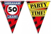 Abraham 50 jaar vlaggenlijn waarschuwingsbord 10mtr - verjaardag slingers