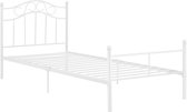 Stalen ledikant eenpersoonsbed met bedbodem - wit