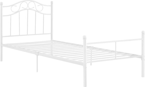 Stalen ledikant eenpersoonsbed met bedbodem - wit | bol.com