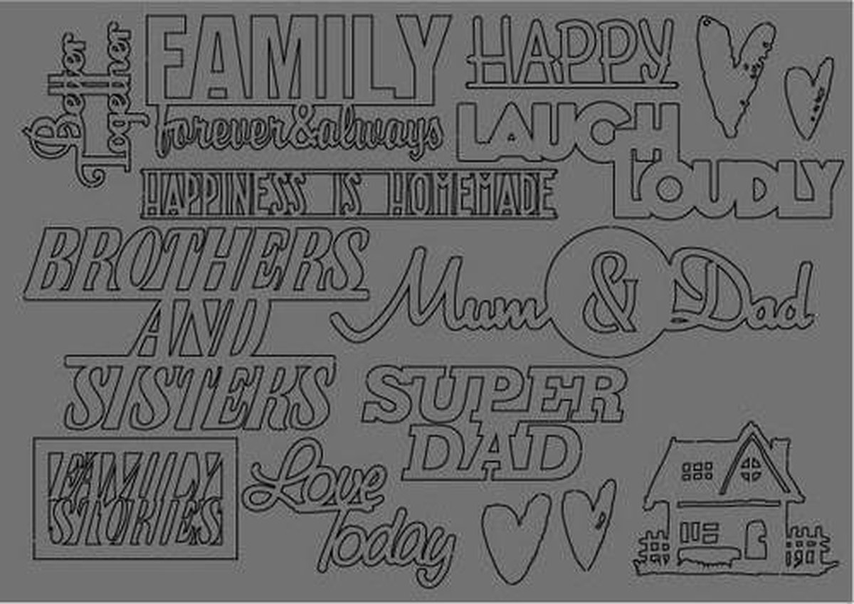 Raffzz Grey Chipboard A5 Family Stories