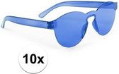 10x Blauwe verkleed zonnebril voor volwassenen - Feest/party bril blauw