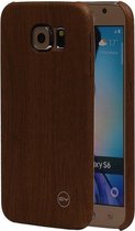 Bruin Hout QY TPU Cover Case voor Samsung Galaxy S6 Hoesje