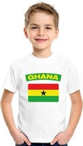 T-shirt met Ghanese vlag wit kinderen XS (110-116)