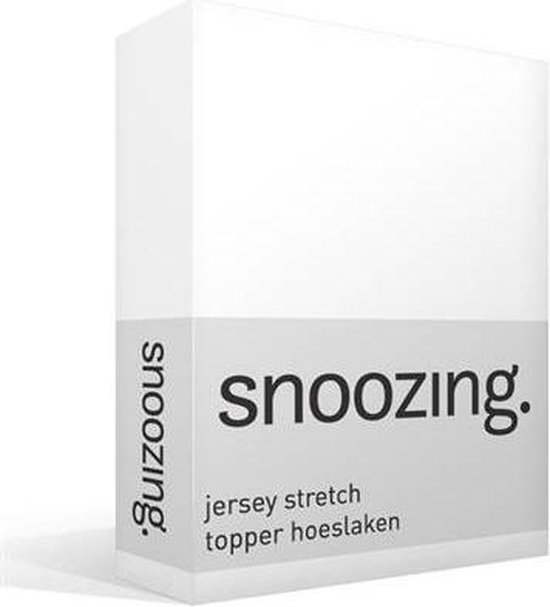 Snoozing Jersey Stretch - Topper - Hoeslaken - Tweepersoons - 120/130x200/220 cm - Wit