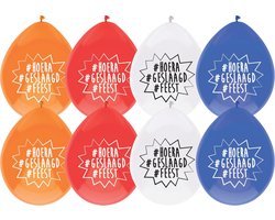 Ballonnen Hoera Geslaagd Feest 30CM (8ST) | Diploma | Rijbewijs | Thuisstudie | Geslaagd Versiering | Rood | Wit | Blauw | Oranje