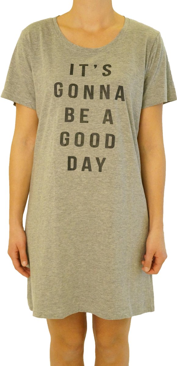 Gino Santi Bigshirt, Slaap T-shirt: Grijs melange It's Gonna be a Good Day