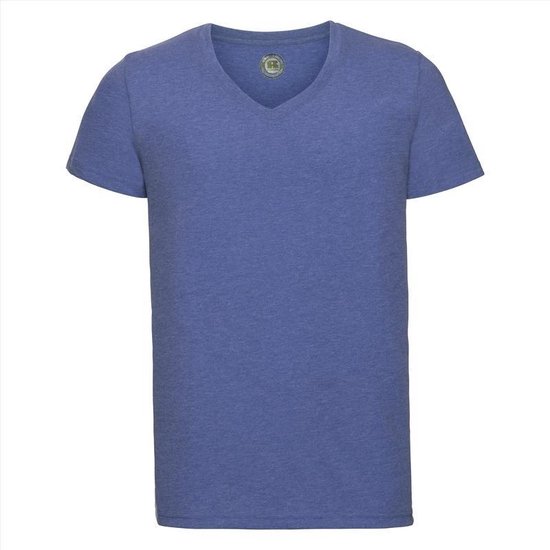 Basic V-hals t-shirt vintage washed denim blauw voor heren - Herenkleding t- shirt... | bol.com