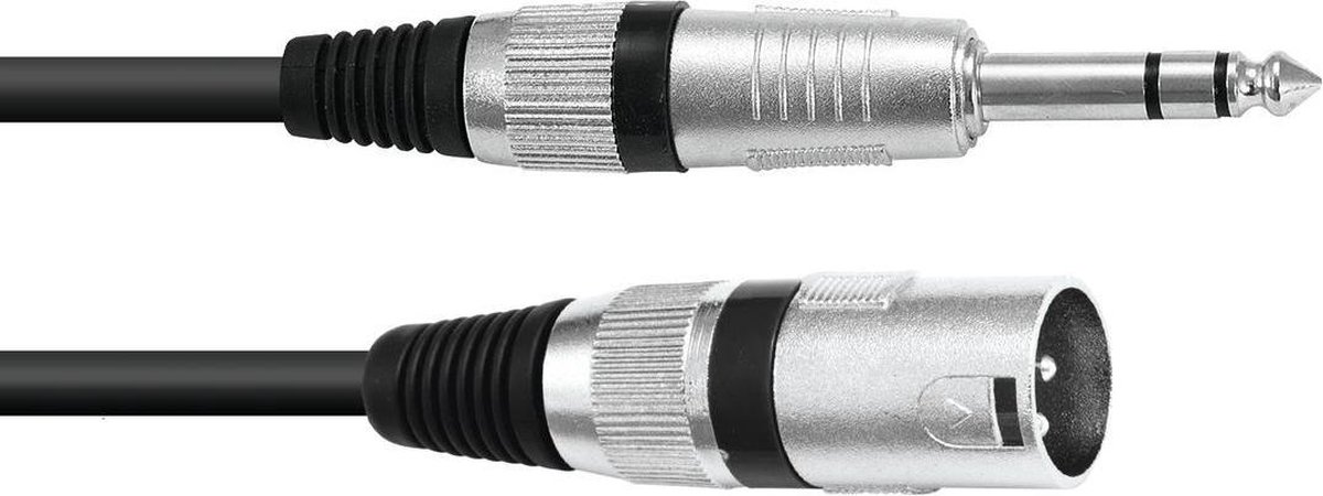 Omnitronic 30225196 XLR Adapterkabel [1x XLR-stekker 3-polig - 1x Jackplug male 6,3 mm (stereo)] 2.00 m Zwart