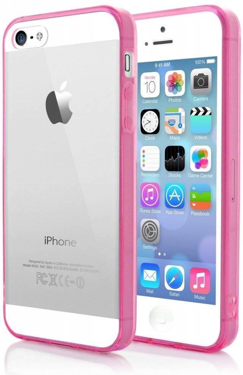 Roze Transparant Tpu Siliconen Case Hoesje Geschikt voor iPhone SE