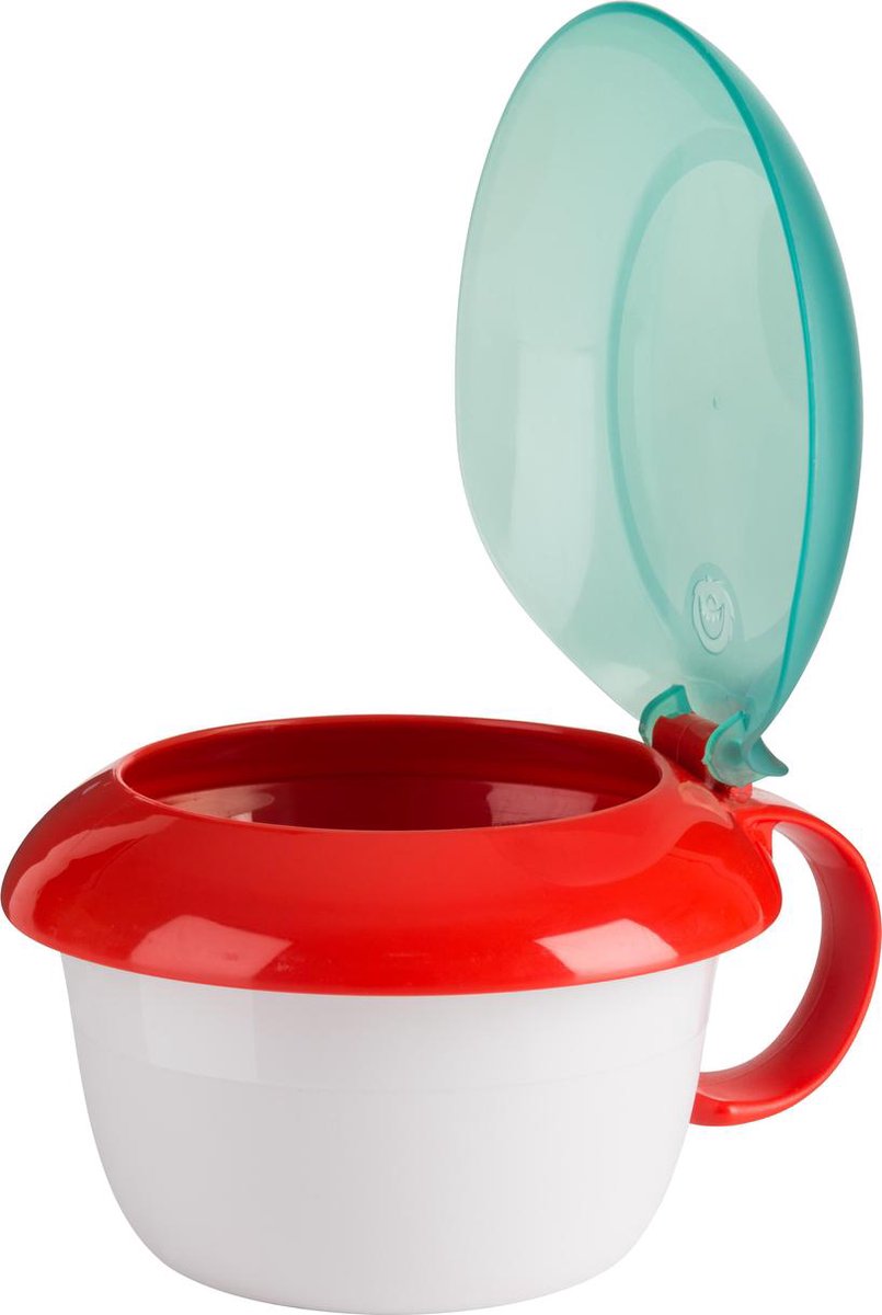 Trudeau Leon Snackbox - 295 ml - Speciaal voor Kinderen - Incl Deksel - Wit/rood