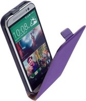 Lelycase Paars Lederen Flip case case Telefoonhoesje HTC One M8