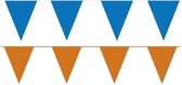 Oranje/Blauwe feest punt vlaggetjes pakket - 120 meter - slingers / vlaggenlijn