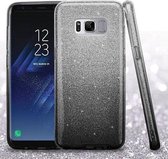 HB Hoesje Geschikt voor Samsung Galaxy S8 - Glitter Back Cover - Zwart & Zilver