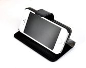 Echt Leder Zwart Wallet Bookcase Pearlycase Hoesje voor Apple iPhone 5/5S/SE
