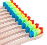 Bamboe Tandenborstel - Regenboog kleuren - 10 Stuks - Zacht / Medium