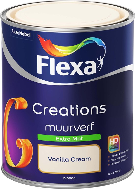 Flexa Creations - Peinture pour les murs Extra mate - Crème vanille - 1 litre