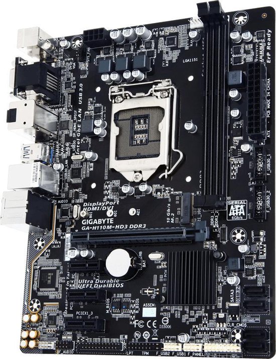 Gigabyte GA-H110M-HD3 DDR3 moederbord Intel® H110 LGA 1151 (Socket H4 ...