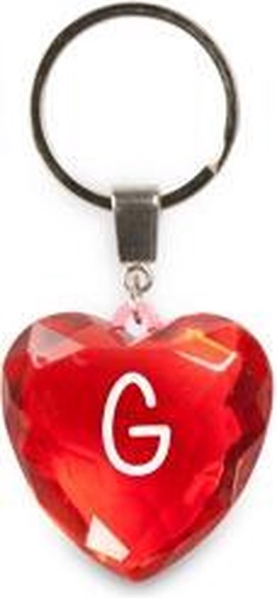 sleutelhanger - Letter G - diamant hartvormig rood