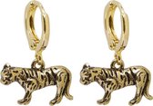 Tijger oorbellen - Gold plated - Luxe oorhangers - Inclusief stoffen sieraden zakje
